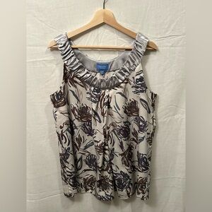 Simply Vera Wang abstract Sleeveless Top with silver trim detail